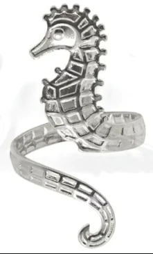 Anillo de acero quirurgico caballito de mar grande